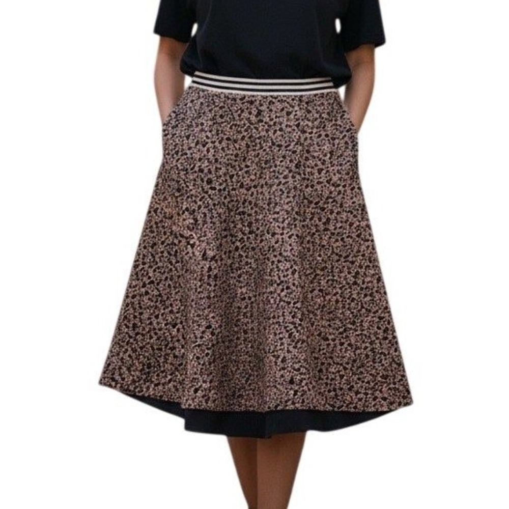 DOROTHEE SCHUMACHER Leopard Print A-Line Knee Length Skirt Pink Black EUC 2